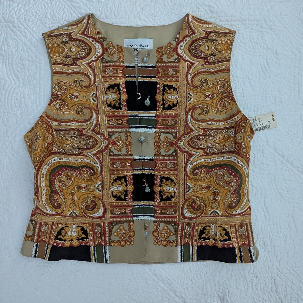 Emanuel Ungaro Gold and Black Paisley Vest